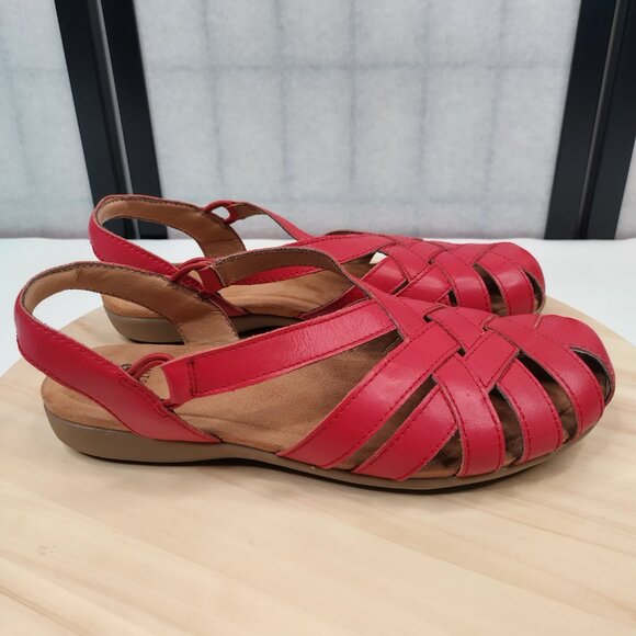 Earth Origins Berri Red Fisherman Strappy Slip-on Sandals Women US 9.5 - Picture 2 of 15